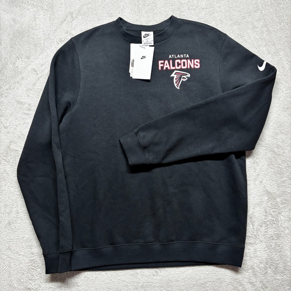Nike Atlanta Falcons Sweatshirt Mens M Black Club Fleece Crew Pullover Swoosh - Picture 1 of 7